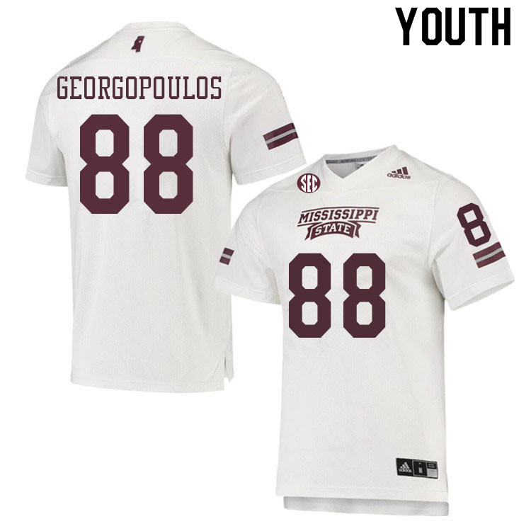 Youth #88 George Georgopoulos Mississippi State Bulldogs College Football Jerseys Sale-White - Click Image to Close